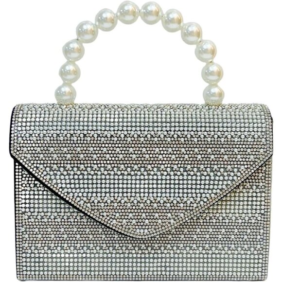 🆕Women Black Polyester Beaded Evening Handbag Crossbody Sparkly Handle Bag - Picture 1 of 5